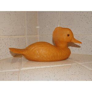 Vintage Tan Hard Plastic Duck Figurine mcm kitsch man cave duck hunter gift